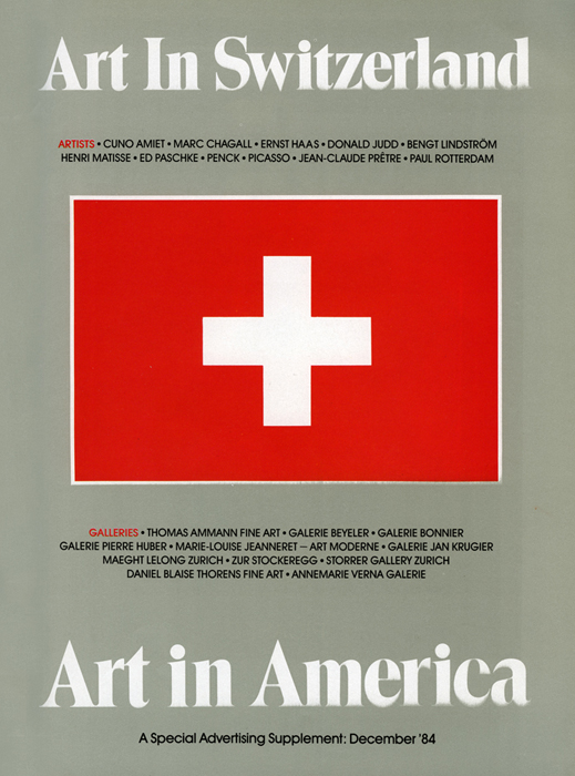 Revue " Art in America ", numéro 11, décembre 1984, Exposition Galerie Marie-Louise Jeanneret, Art moderne, Genève